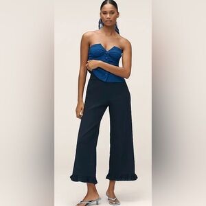 Anthropologie Maeve Colette Magic Fabric Ruffle Hem Crop Wide Leg Pants